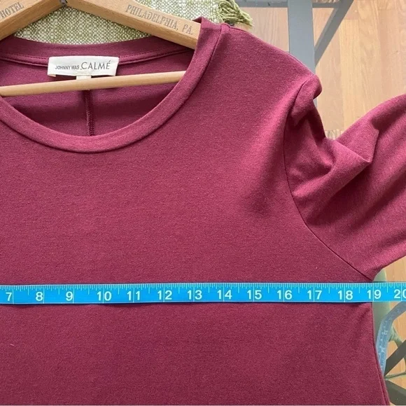 Johnny Was Calme Burgundy Red Flute Sleeve Pom Pom Swing Dress Small - Picture 11 of 14